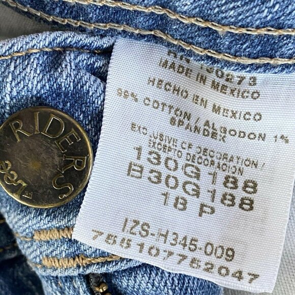 Riders Denim High-Waist Mom Jeans Women sz 18 P 36x29 Light Wash Cotton Vtg 80s - Picture 5 of 12